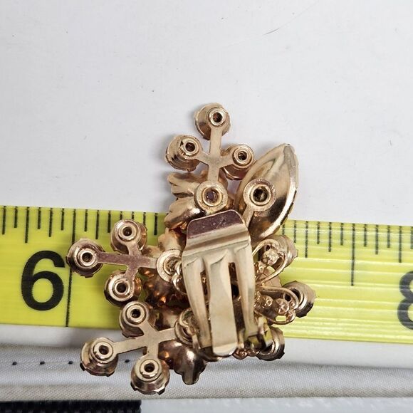 Molded Lava Glass and Aurora Borealis Rhinestone Juliana Style Spray Earrings - Picture 10 of 10